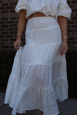 The Smocked Waist Tiered Maxi Skirt