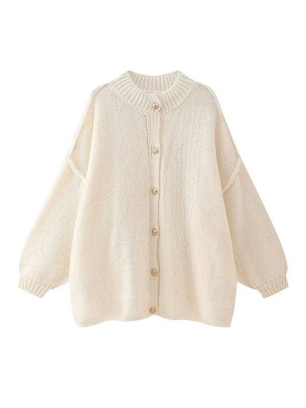 The Puff Sleeve Buttoned Cardigan