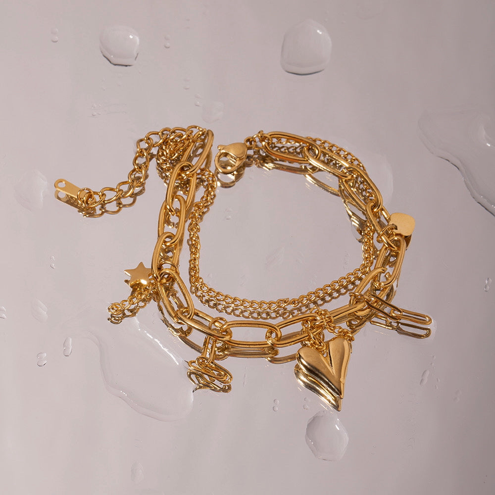 The Love Double Layered Charm Bracelet