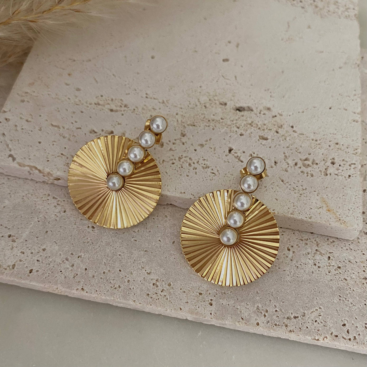 The Pearl Bar Medallion Earrings