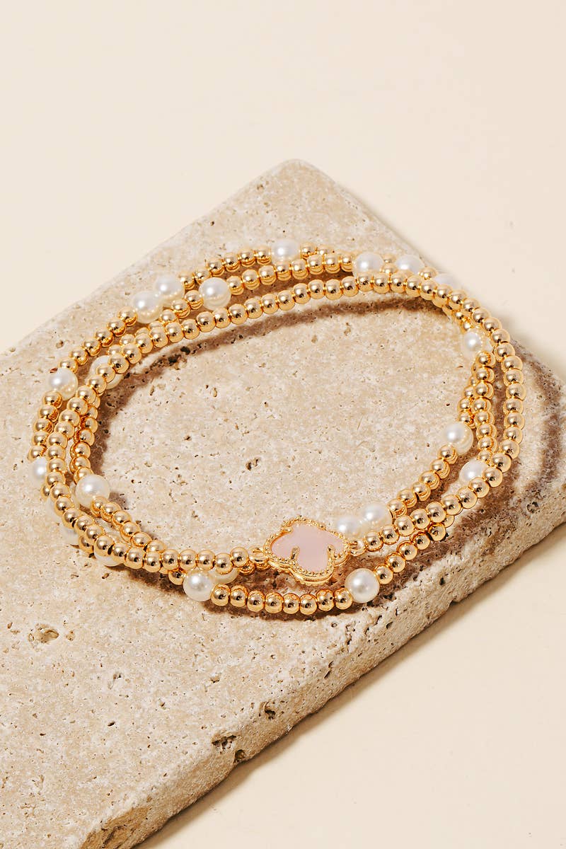The Clover Charm Mixed Beaded Bracelet