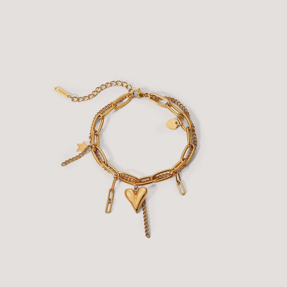 The Love Double Layered Charm Bracelet