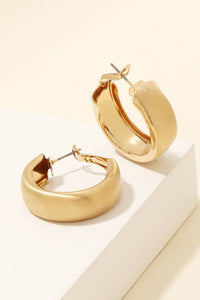 Wide Brushed Metallic Hoop Earrings