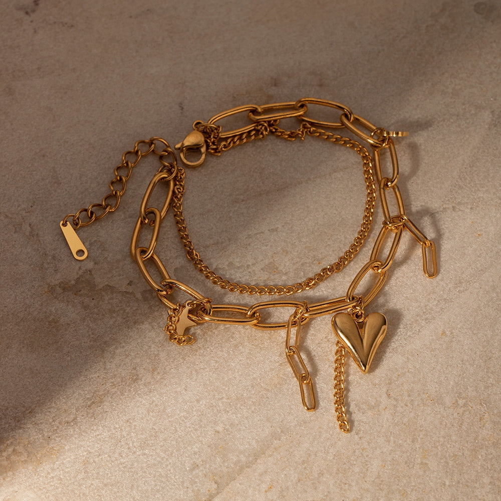 The Love Double Layered Charm Bracelet