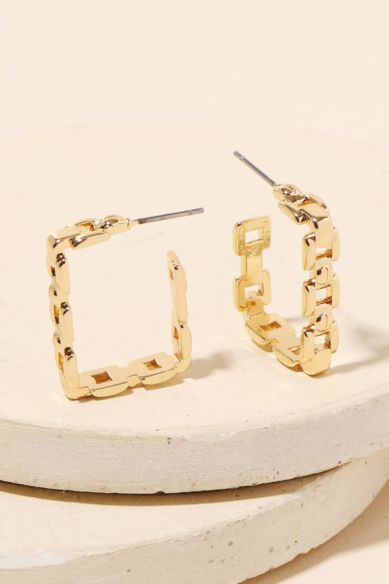 The Square Chain Link Hoop Earrings