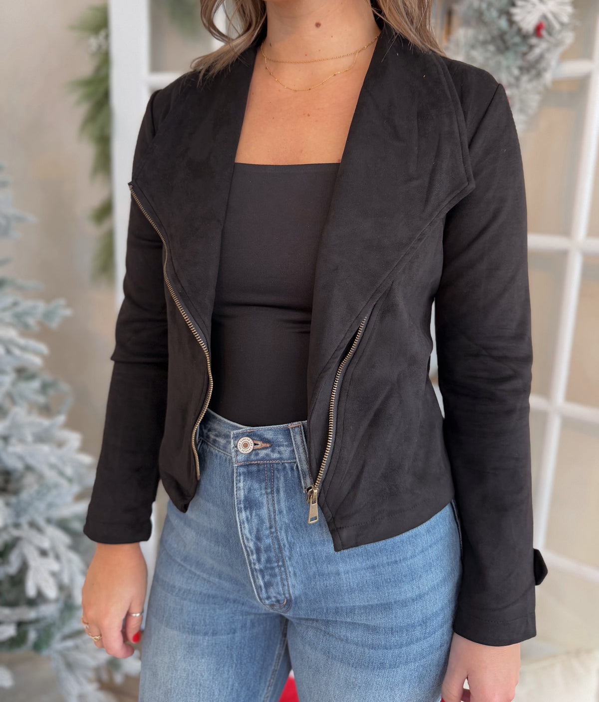 The Faux Suede Motto Jacket