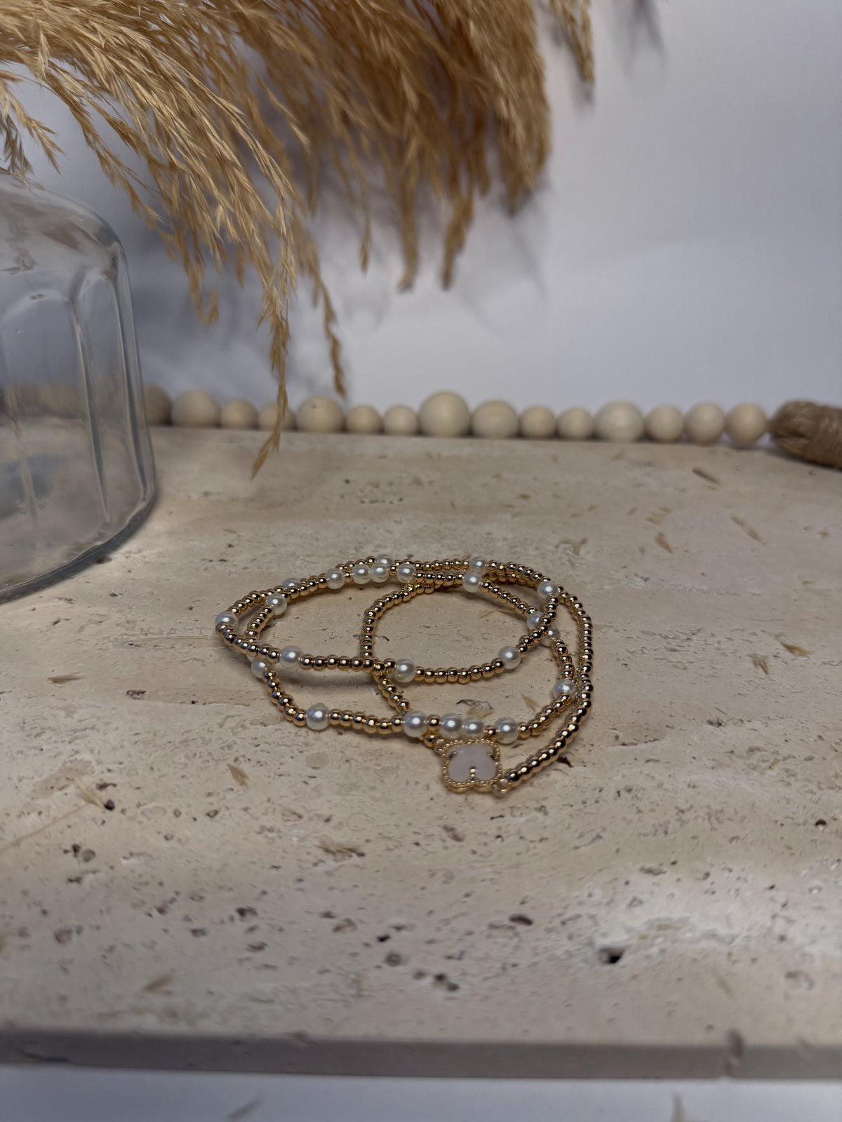The Clover Charm Mixed Beaded Bracelet