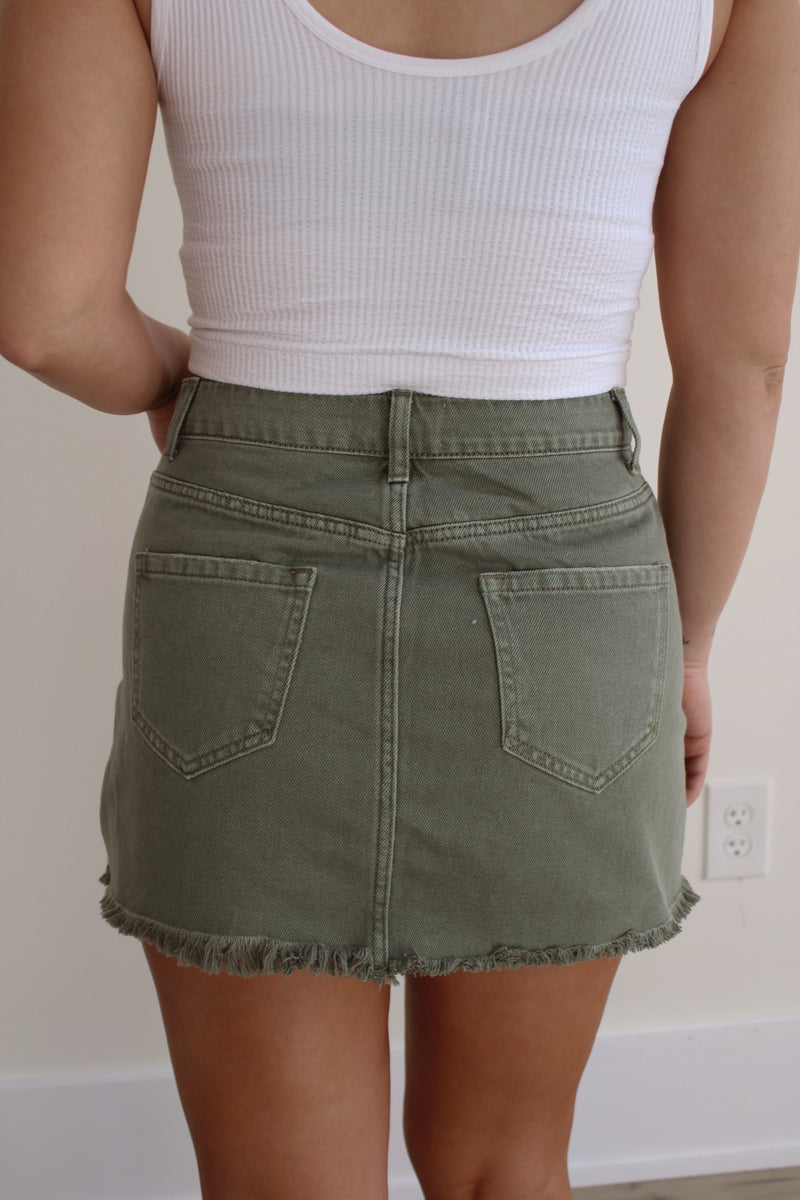 The Denim Fray Mini Skirt