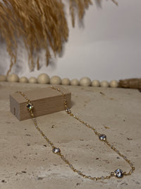 The Rhinestone Station Disc Charms Chain Necklace
