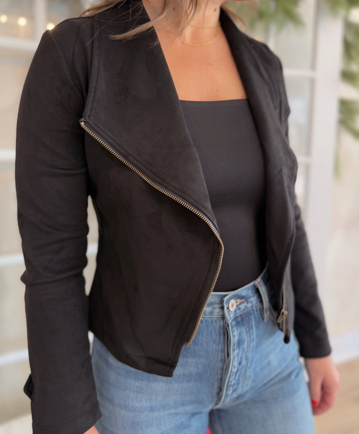 The Faux Suede Motto Jacket