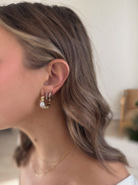 The Abstract Metallic Pearl Stud Hoop Earrings