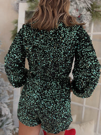 The Metallic Green Sequin Romper