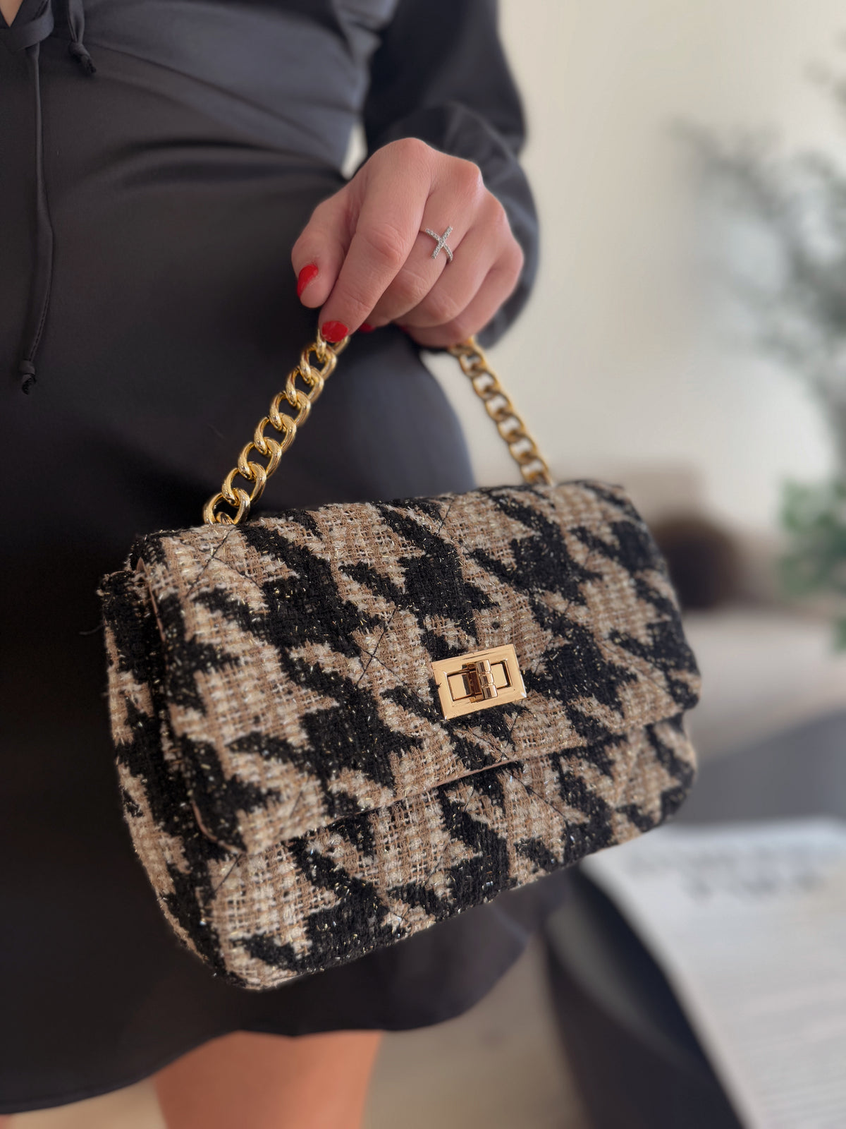 The Blair Houndstooth Crossbody