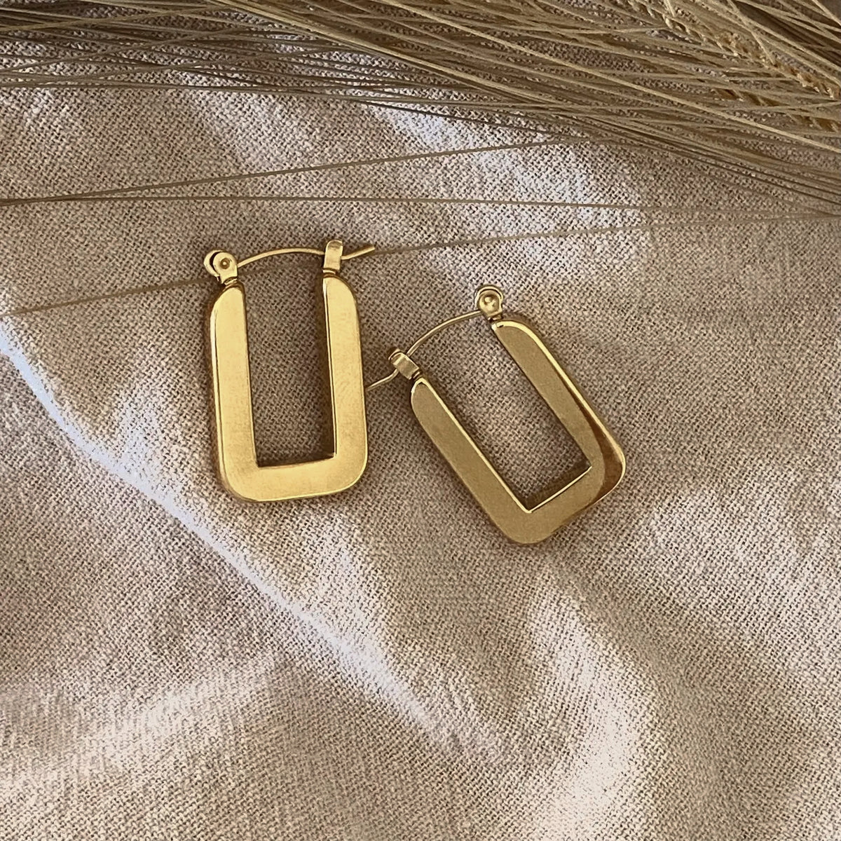 The Rectangular Gold Plated Dangle Earrings