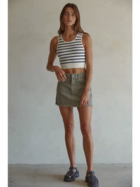 The Denim Fray Mini Skirt