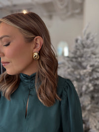 The Gold Dipped Interlinked Stud Drop Earrings