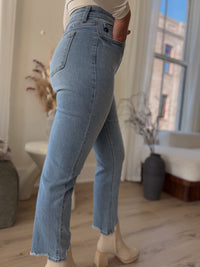 The Straight Raw Hem Mom Jean