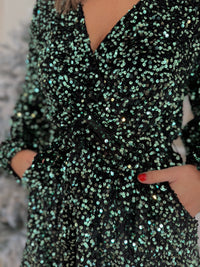 The Metallic Green Sequin Romper