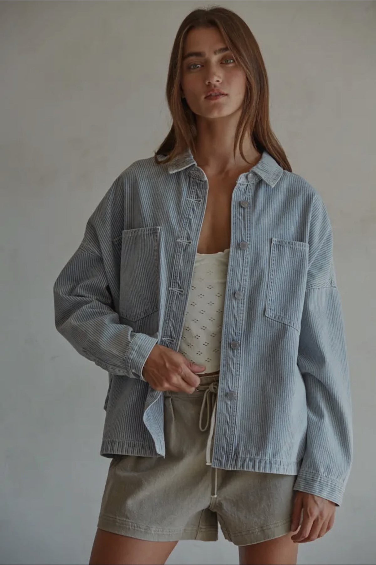 The Jackie Denim Striped Jacket