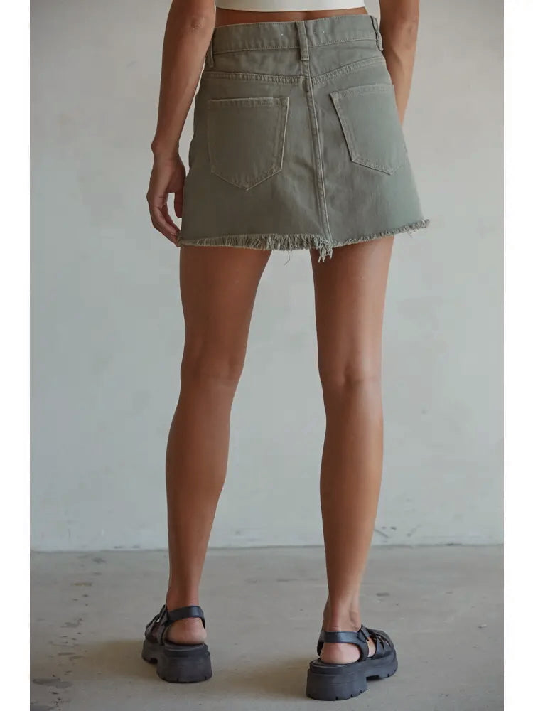 The Denim Fray Mini Skirt