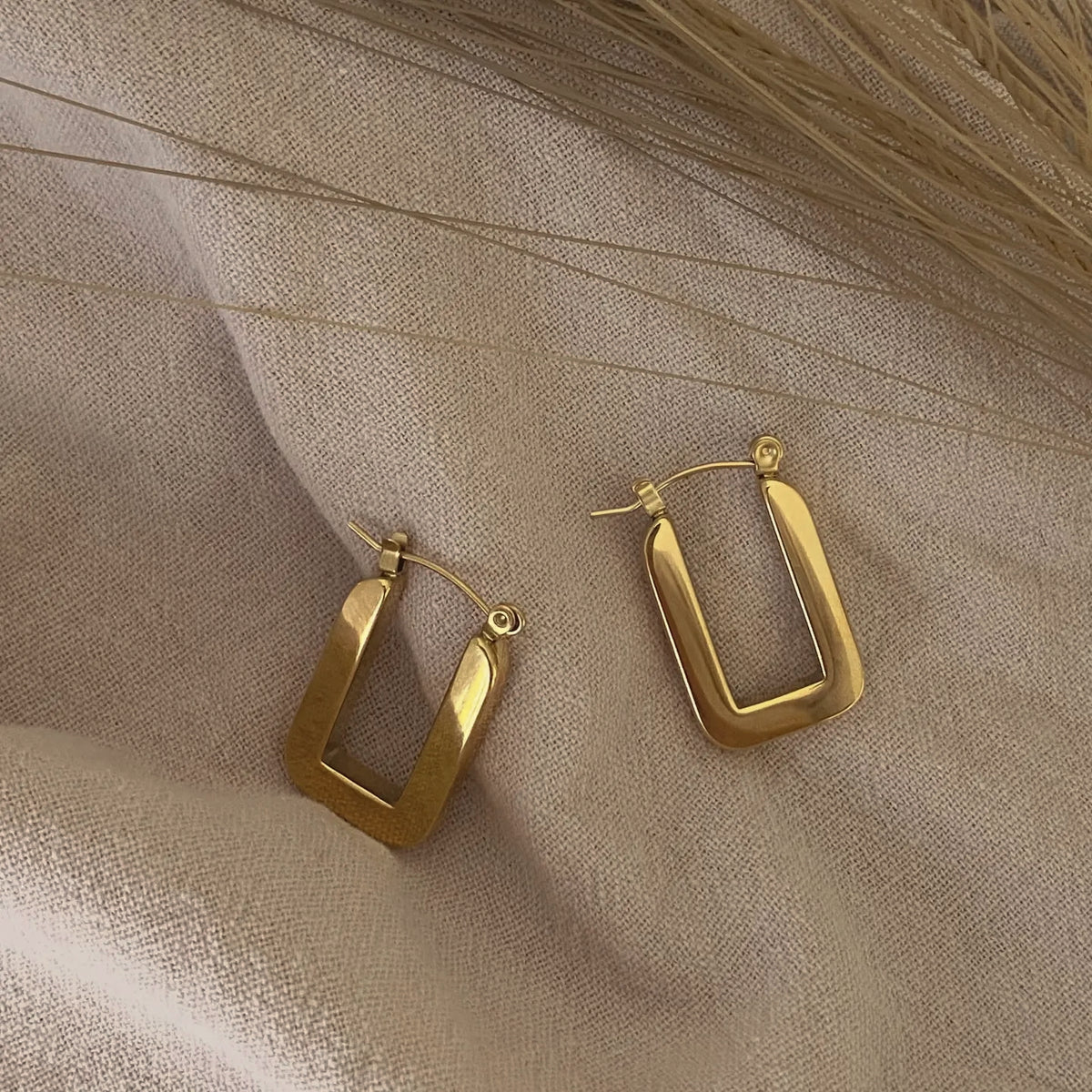 The Rectangular Gold Plated Dangle Earrings