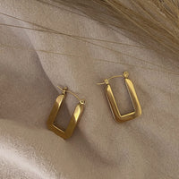 The Rectangular Gold Plated Dangle Earrings
