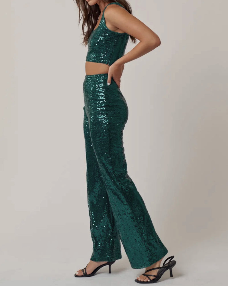 The Sequins Cropped Top and Pants Set