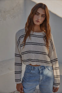 The Cropped Ribbed Crew Neck Sweater