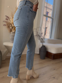 The Straight Raw Hem Mom Jean