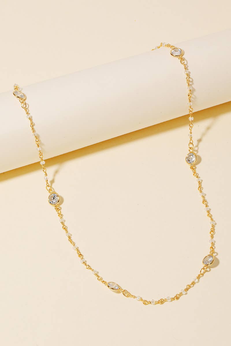 The Rhinestone Station Disc Charms Chain Necklace
