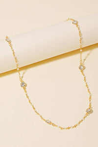 The Rhinestone Station Disc Charms Chain Necklace