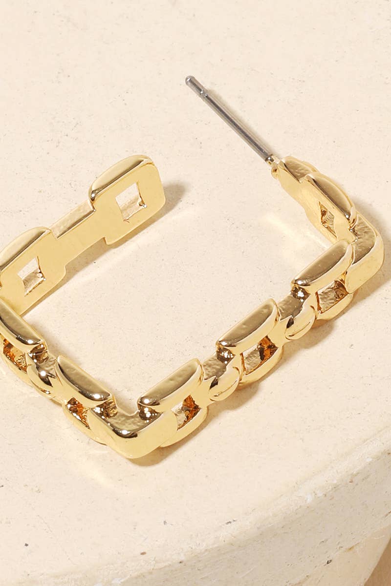 The Square Chain Link Hoop Earrings