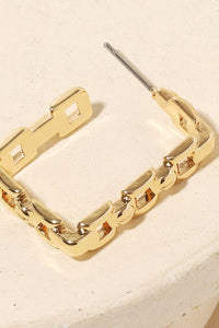 The Square Chain Link Hoop Earrings