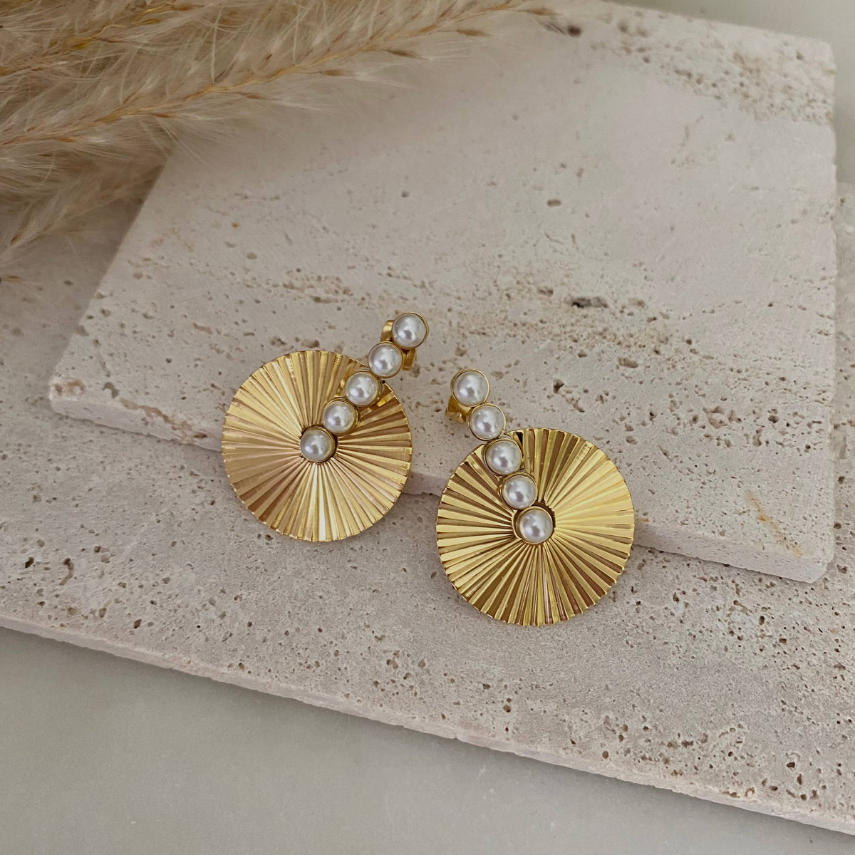 The Pearl Bar Medallion Earrings